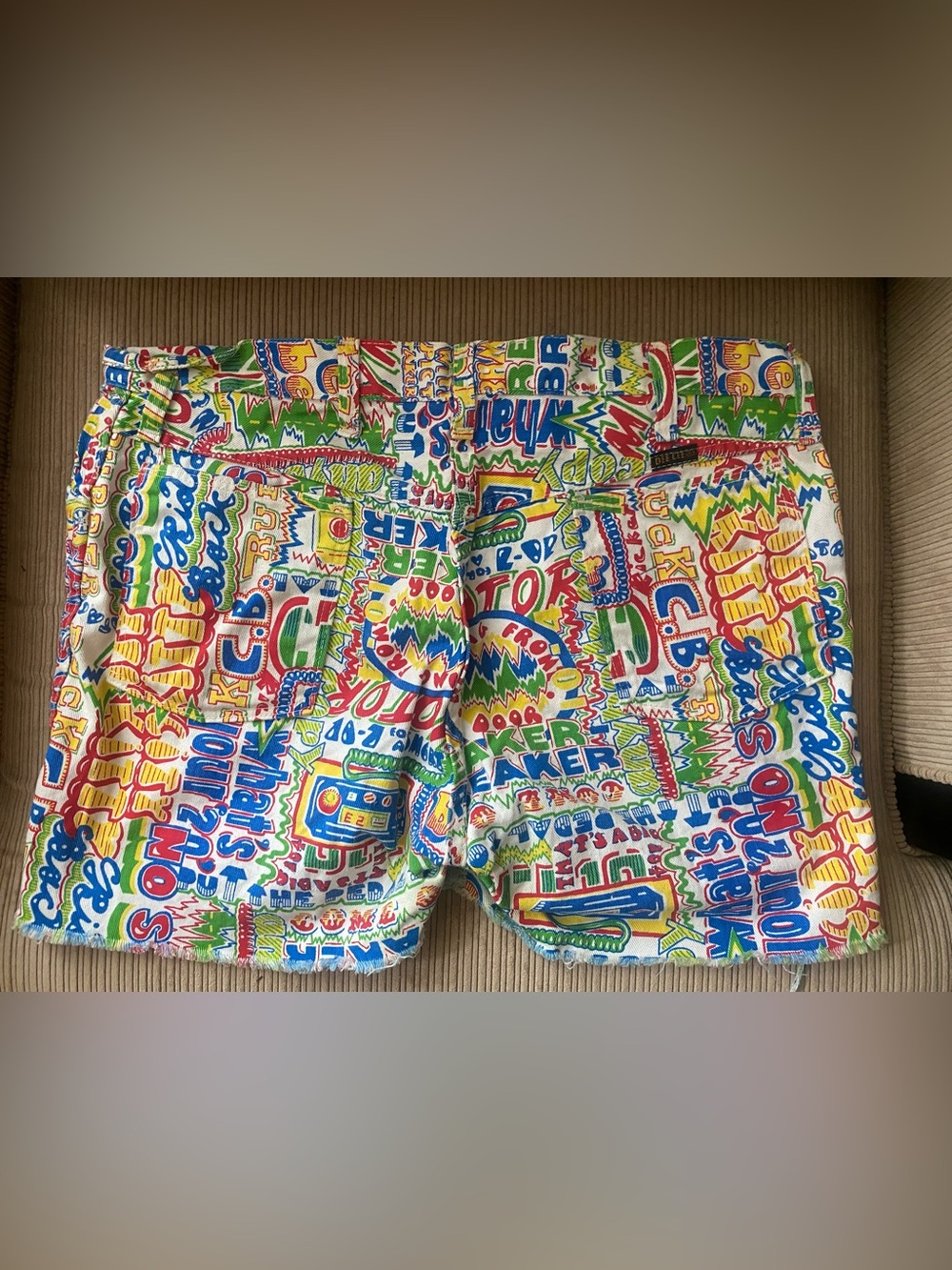 Vintage novelty print Dee Cee cutoff shorts, 1970s